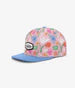Casquette - Headster colorée en coton avec motifs fleuris rose et bleu, style casquette baseball, vue de côté