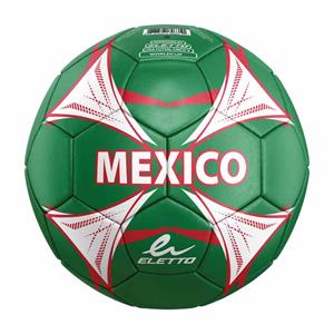 Ballon de soccer México - Eletto vert avec détails blancs et rouges, logo Eletto, vue de face, ballon taille standard.