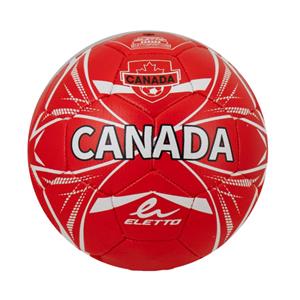 Ballon de soccer Canada - Eletto rouge et blanc avec logo Canada, style classique, vue de face, pour enfant et adulte.