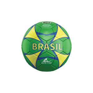 Mini ballon de soccer Brazil - Eletto vert et jaune avec motifs triangulaires, vue de face, taille mini pour enfant.
