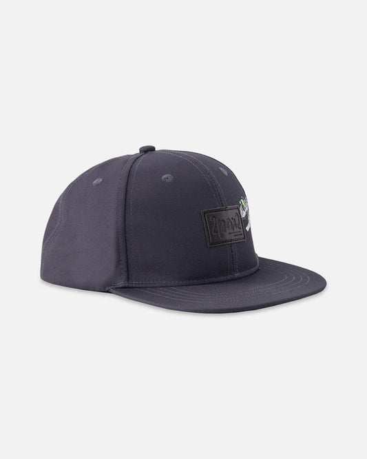 Casquette - Deux Par Deux noire avec visière plate et logo 2par2, motif squelette dinosaure, pour garçon, vue de côté.