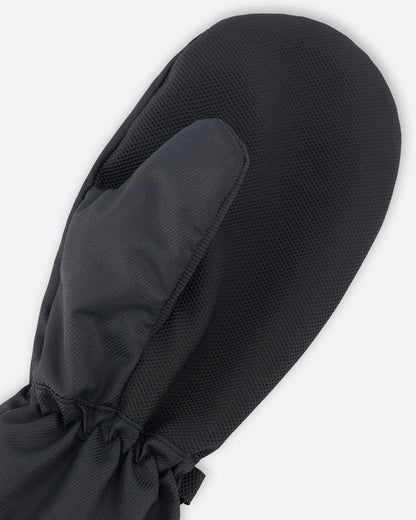 Mitaines Mi-Saisons - Deux Par Deux noires en polyester recyclé, doublure polyester, vue de dessus détail adulte