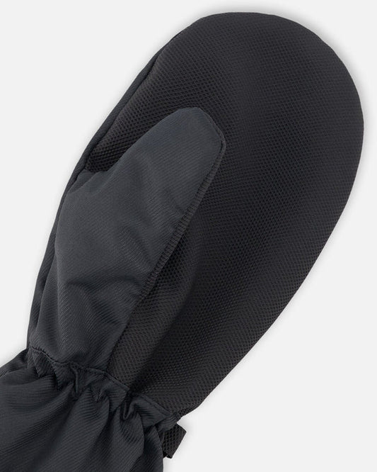 Mitaines Mi-Saisons - Deux Par Deux noires en polyester recyclé, doublure polyester, vue de dessus détail adulte