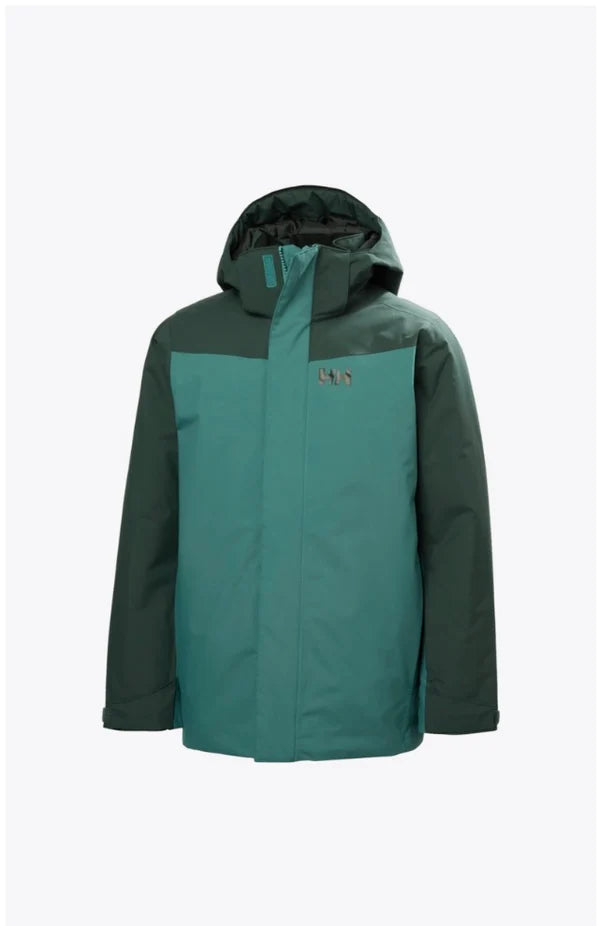 Manteau d'hiver Orionpeak - Helly Hansen vert pétrole à capuche vue de face