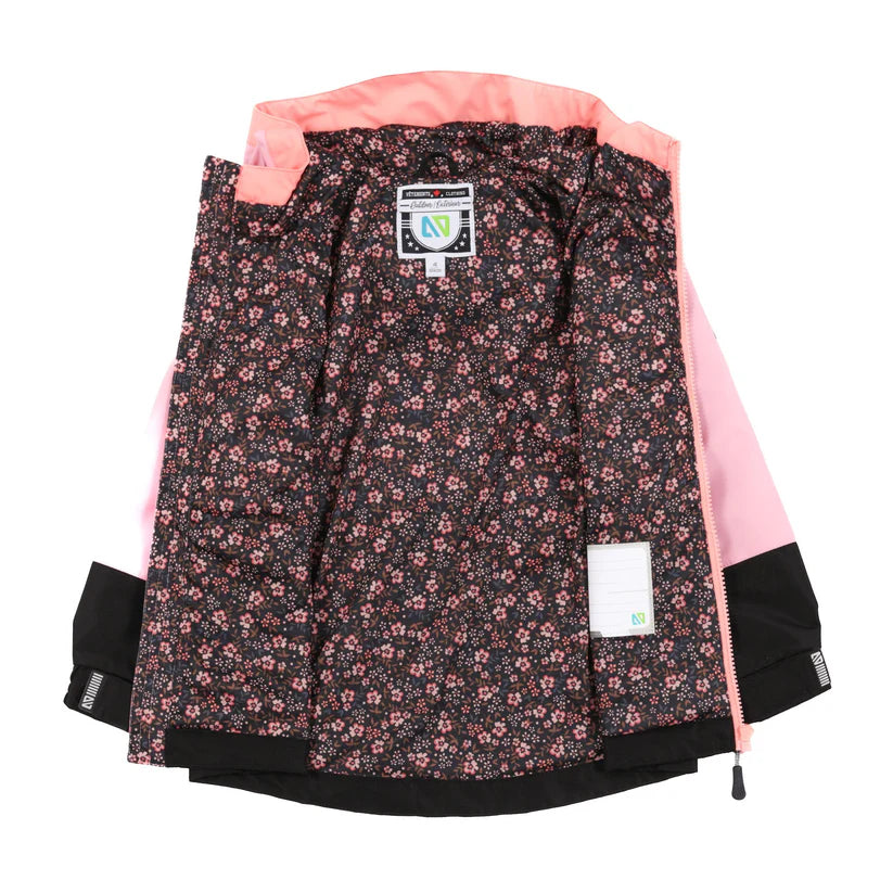 Manteau Mi-Saison - Nanö doublure fleurie noire et rose avec traitement déperlant et fermeture YKK robuste