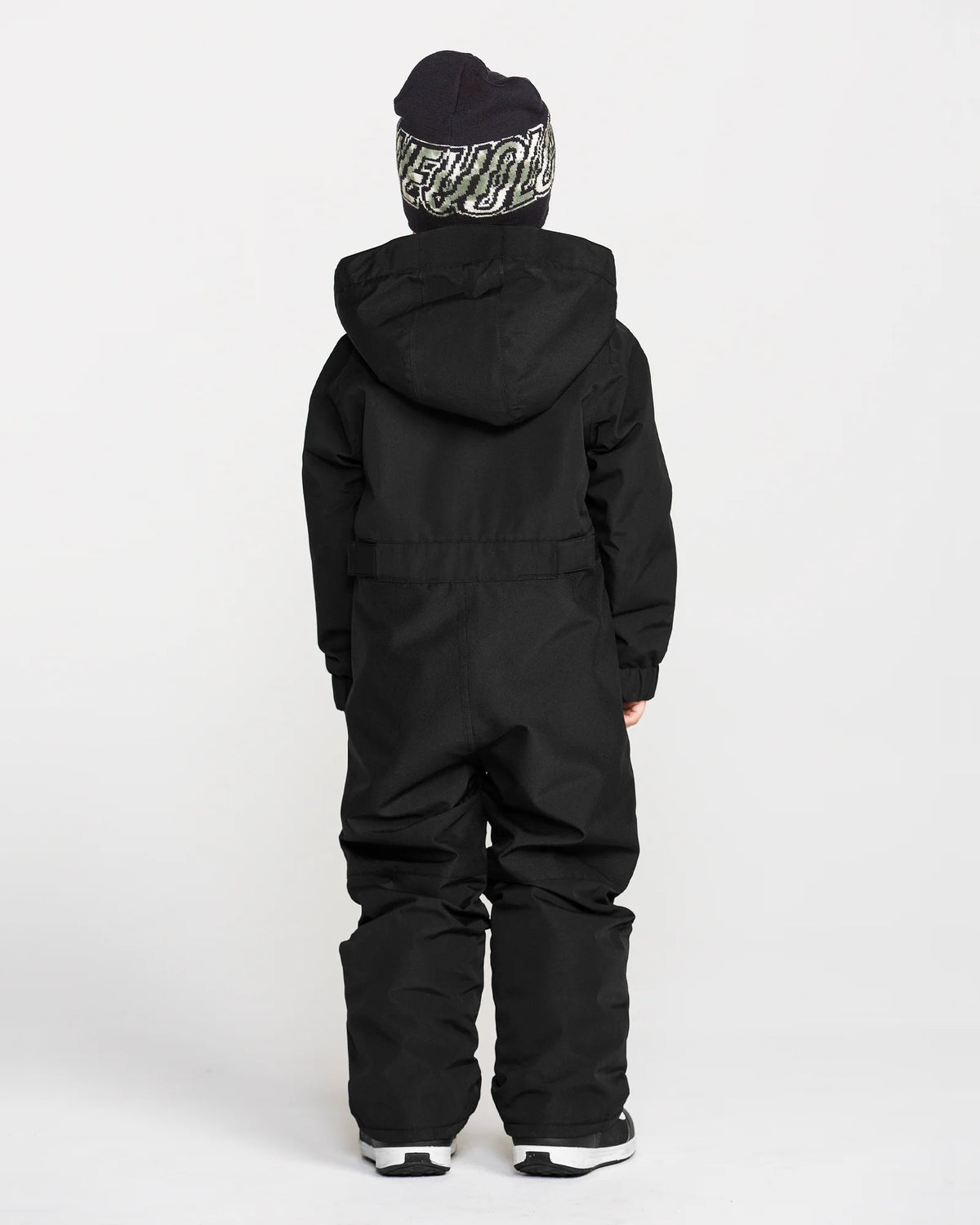Habit de neige Little Flurry - Volcom noir pour enfant avec capuche et pantalon intégré vue de dos