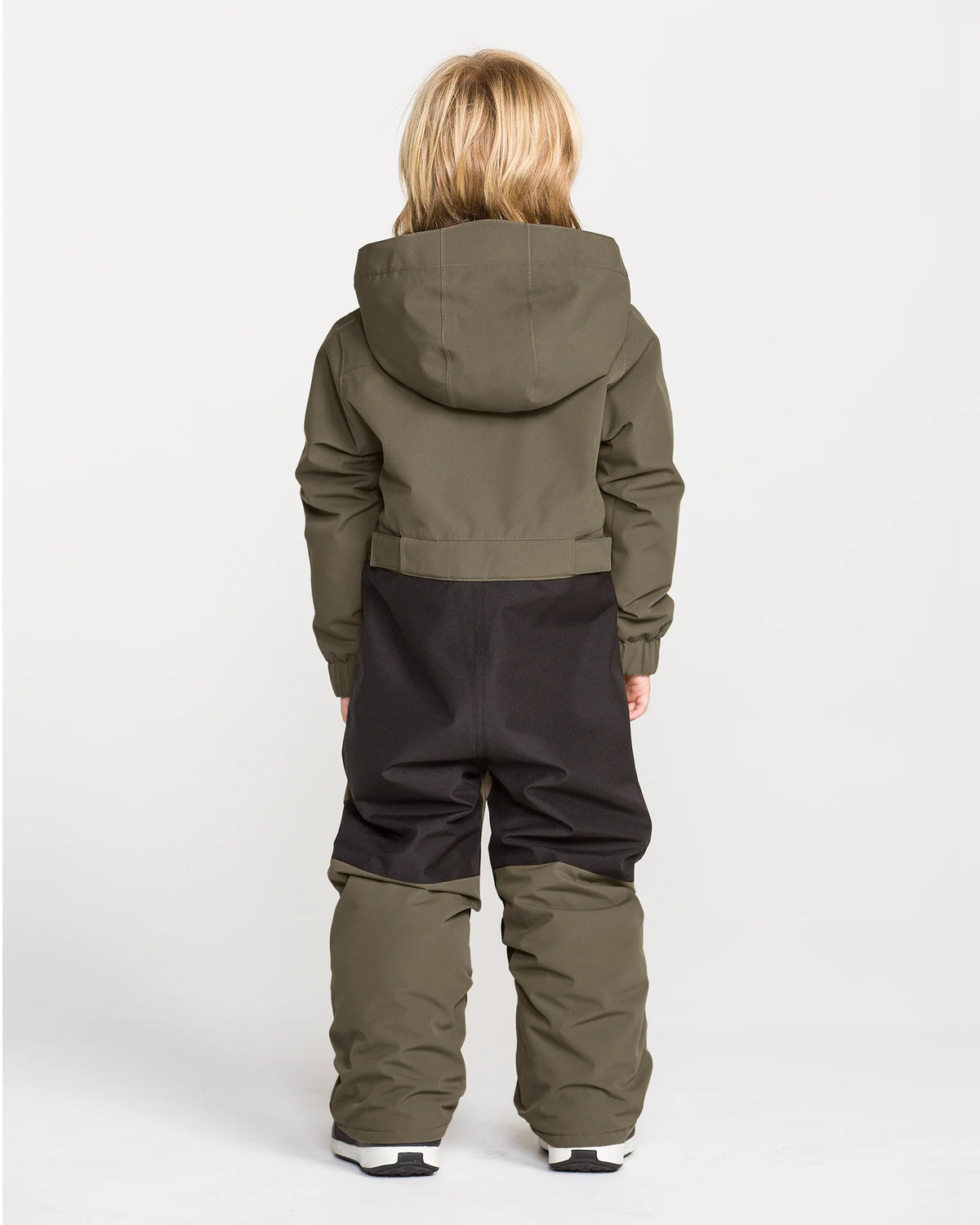 Habit de neige Little Flurry - Volcom kaki et noir à capuche pour enfant vue de dos