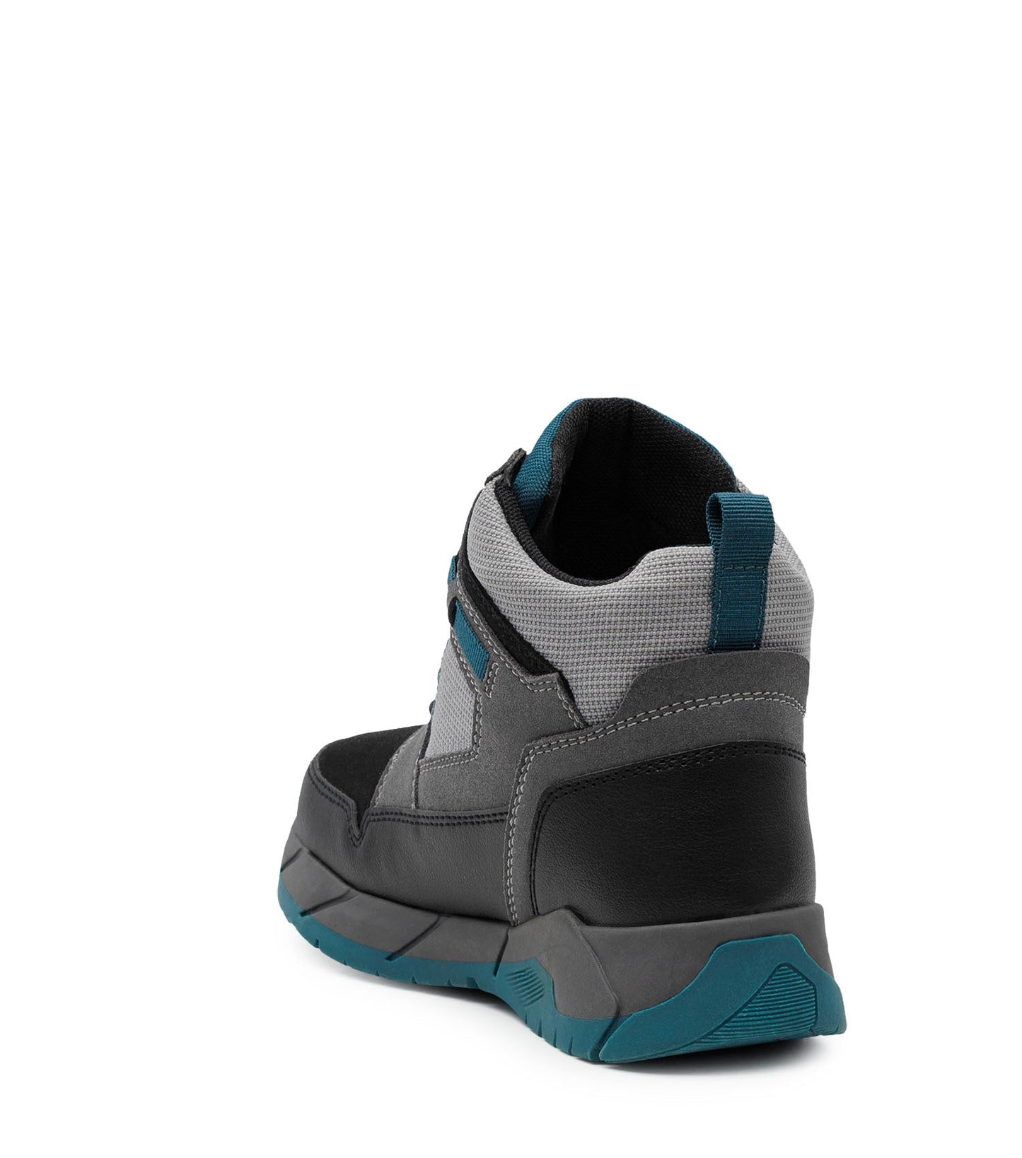 Bottes Mi-Saison Trailblazer - Acton grises noires et bleu pétrole avec empiècements textiles vue de trois quarts arrière