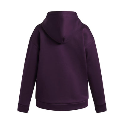 Sweat à capuche violet foncé, manches longues et poignets côtelés, vue de dos sur fond blanc