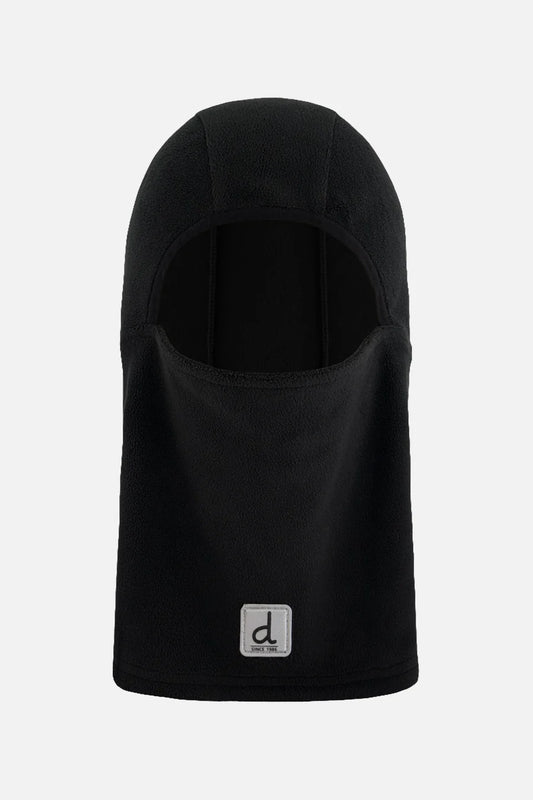 Cagoule en polar - Deux Par Deux noire en tissu polaire, pour enfant, vue de face, couvrant tête et cou.