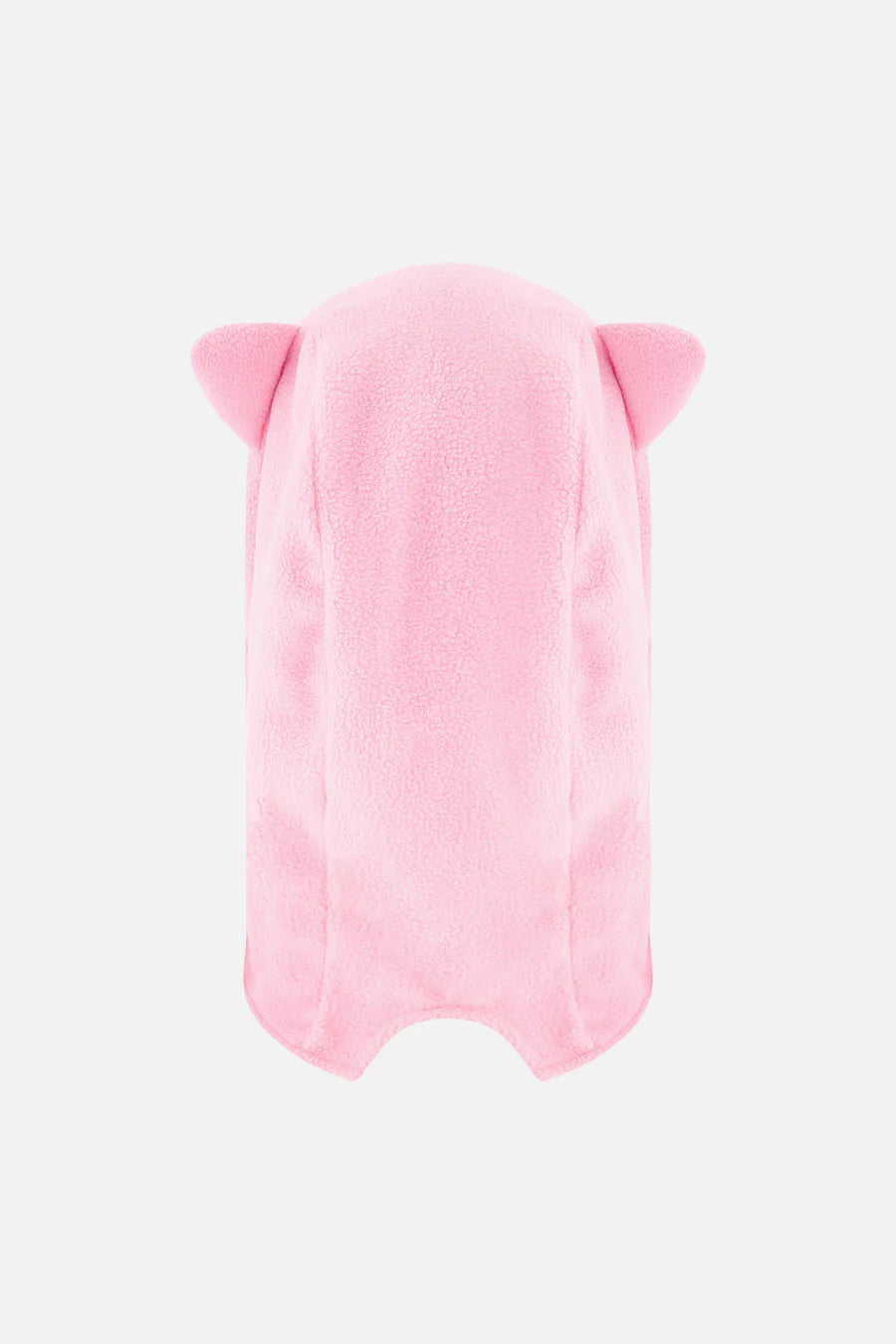 Grande cagoule en polaire pour casque de ski - Deux Par Deux, rose clair avec petites oreilles, pour enfant, vue de dos.