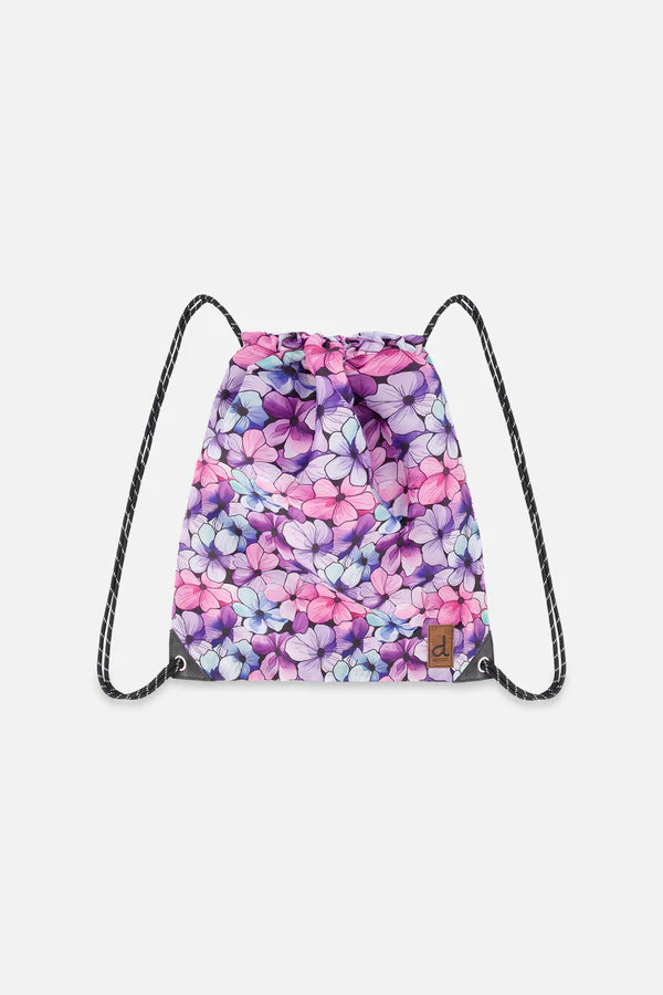 Sac à cordon noir imprimé fleurs - Deux Par Deux