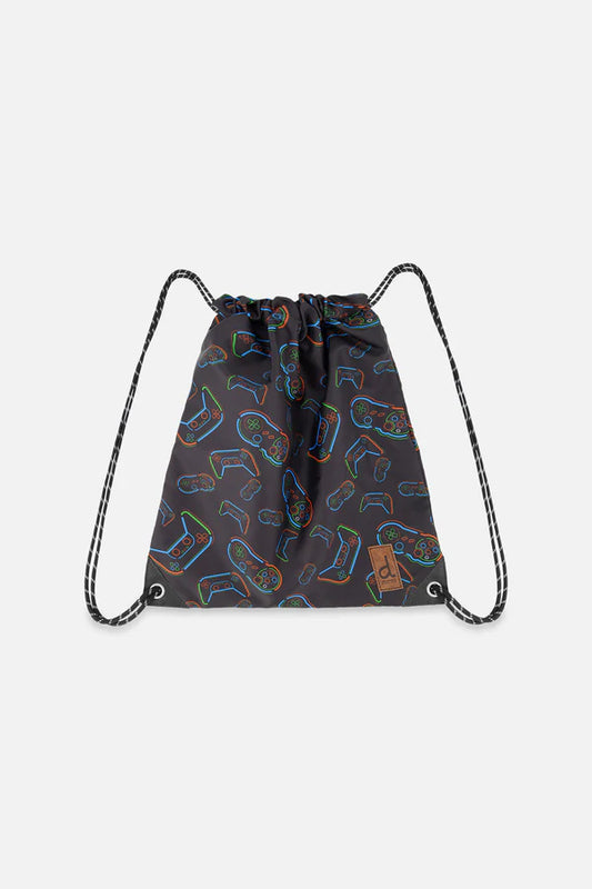 Sac à cordon noir imprimé manettes - Deux Par Deux