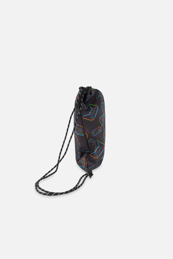 Sac à cordon noir imprimé manettes - Deux Par Deux