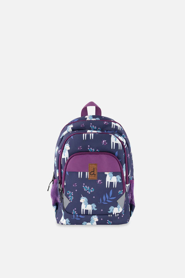 Sac à dos bleu imprimé licornes - Deux Par Deux
