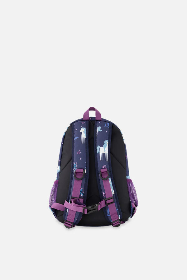 Sac à dos bleu imprimé licornes - Deux Par Deux