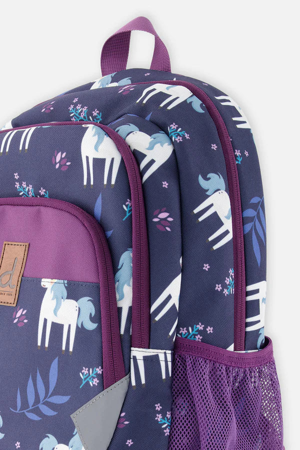 Sac à dos bleu imprimé licornes - Deux Par Deux