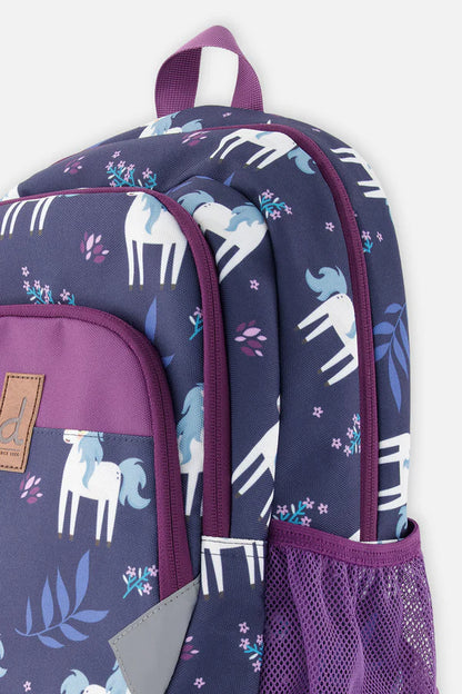 Sac à dos bleu imprimé licornes - Deux Par Deux