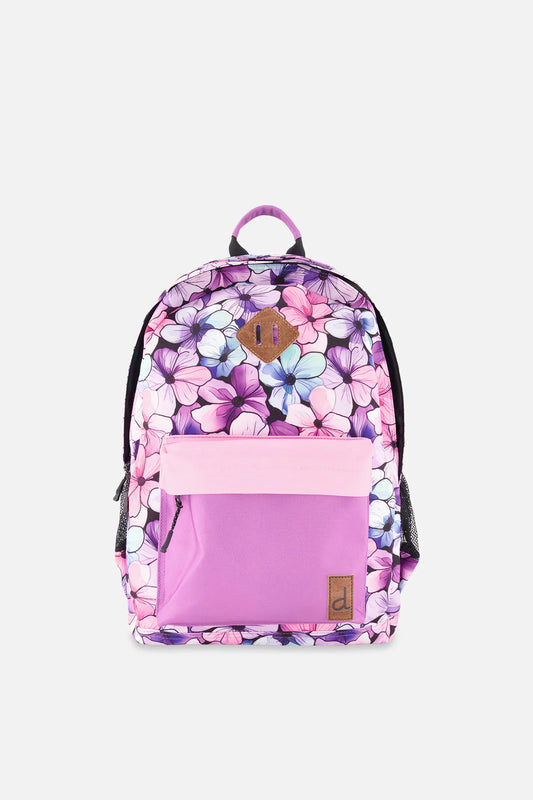 Sac à dos noir imprimé fleurs - Deux Par Deux