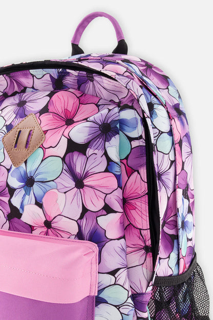 Sac à dos noir imprimé fleurs - Deux Par Deux
