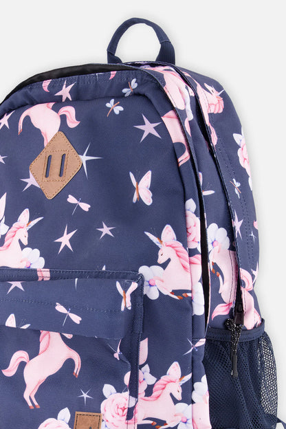 Sac à dos bleu marine imprimé licornes - Deux Par Deux