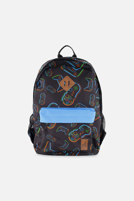 Sac à dos noir imprimé manettes - Deux Par Deux