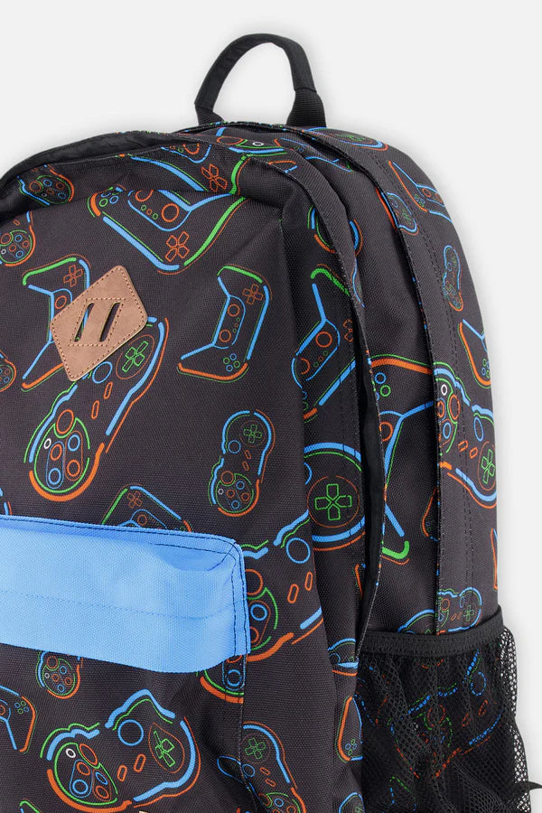 Sac à dos noir imprimé manettes - Deux Par Deux
