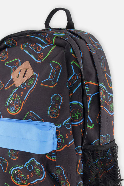 Sac à dos noir imprimé manettes - Deux Par Deux
