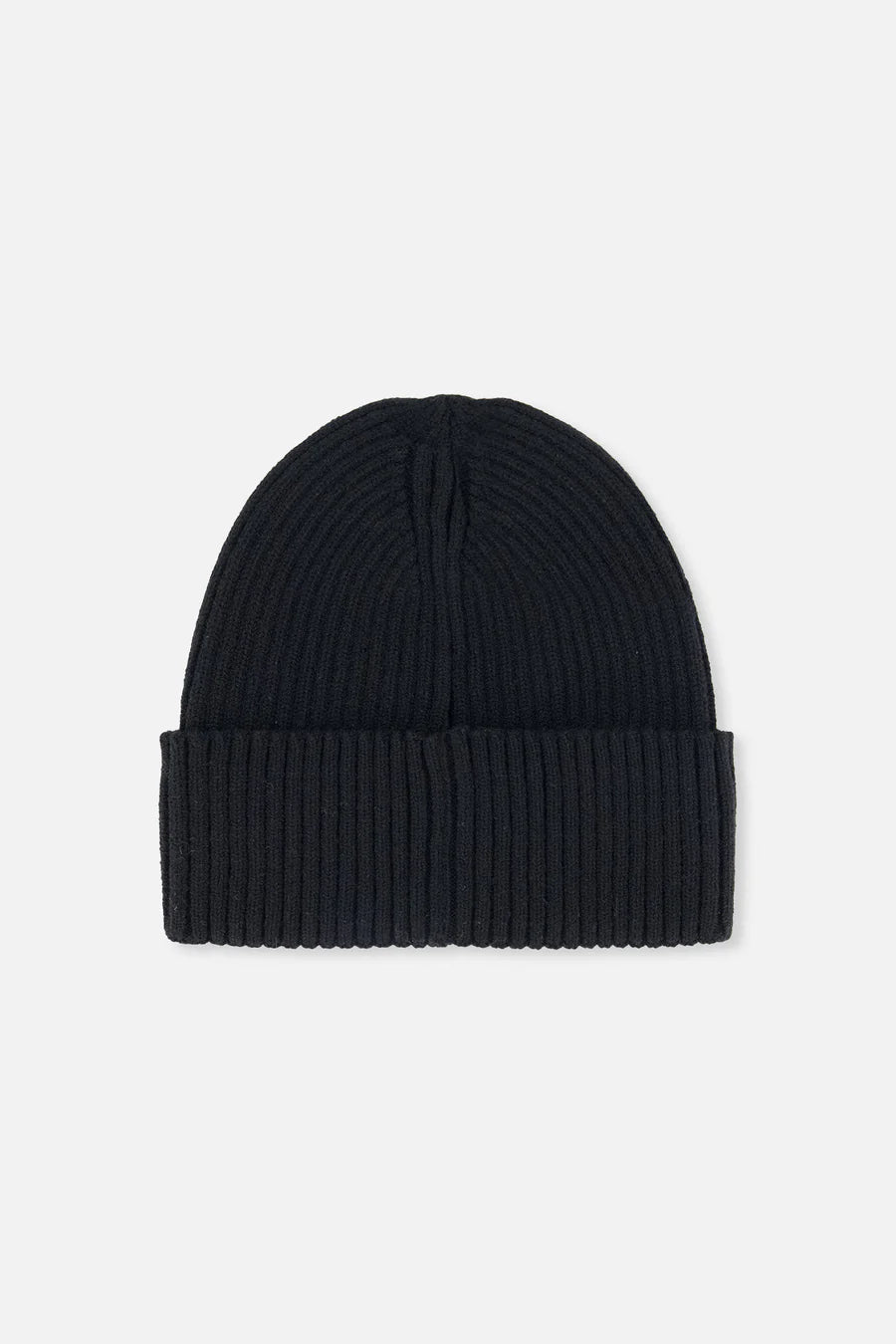 Tuque Mi-Saison - Deux Par Deux en tricot côtelé noir, en laine douce, pour enfant, vue de dessus.