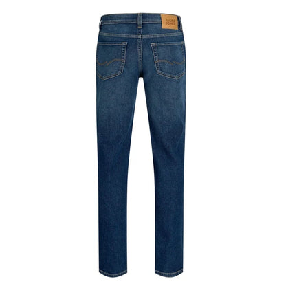 Jean droit bleu foncé en denim avec poches arrière, vue de dos, Jeans - Jack & Jones