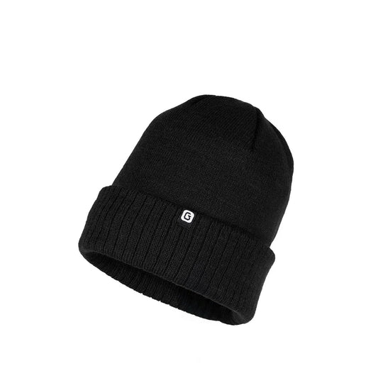Tuque d'hiver Journey - Gusti noire en tricot à revers côtelé pour enfant vue de face