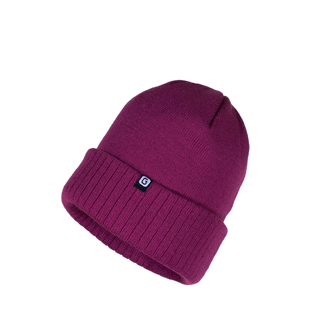 Tuque d'hiver Journey - Gusti bordeaux en maille tricotée avec revers côtelé, vue de face