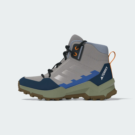 Bottillons Mi-Saison - Adidas gris, bleu et kaki, matériau textile et caoutchouc, chaussures enfant vue latérale droite