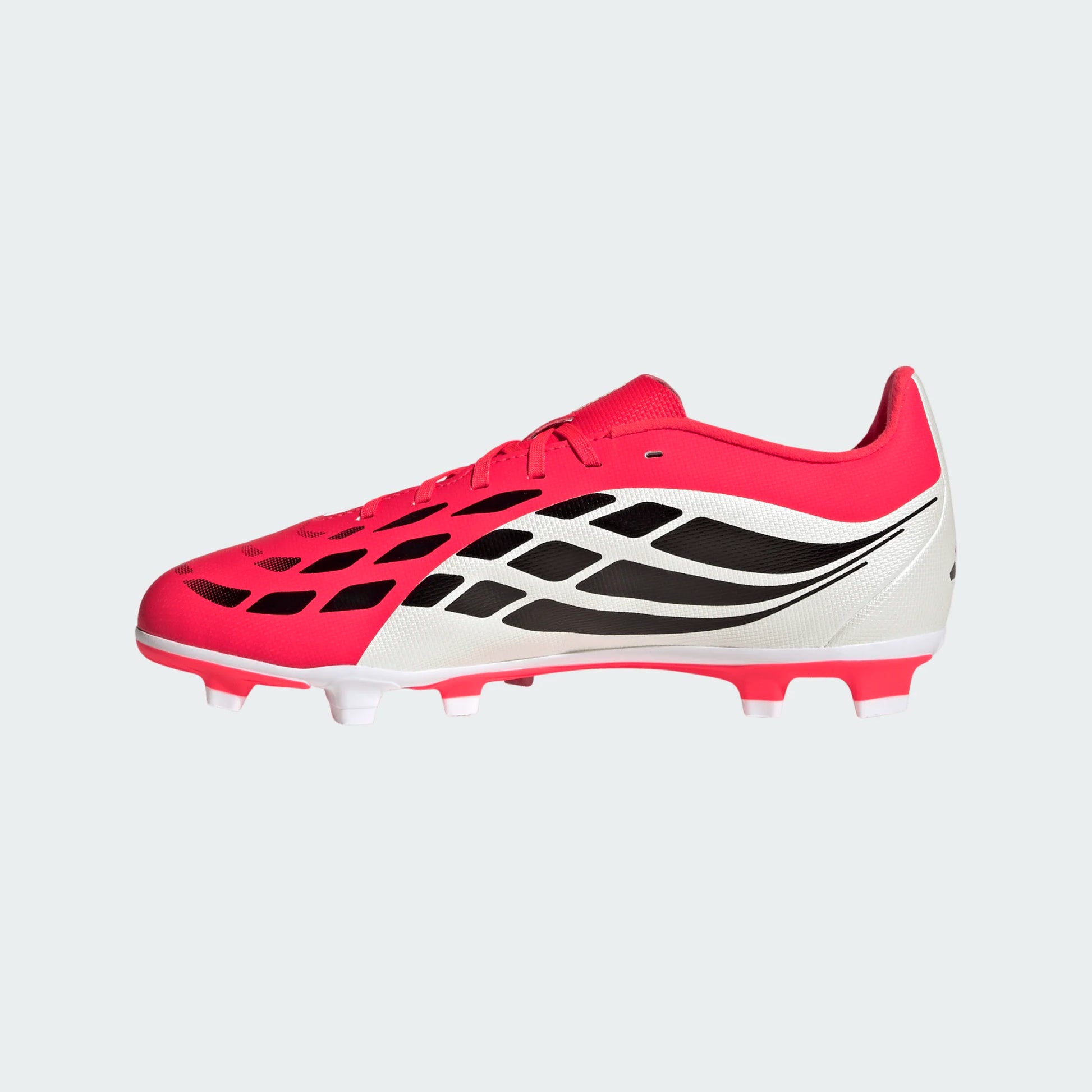 Chaussures de soccer Predator Club FG - Adidas rouge, blanc et noir, matière mesh, enfant, vue latérale droite
