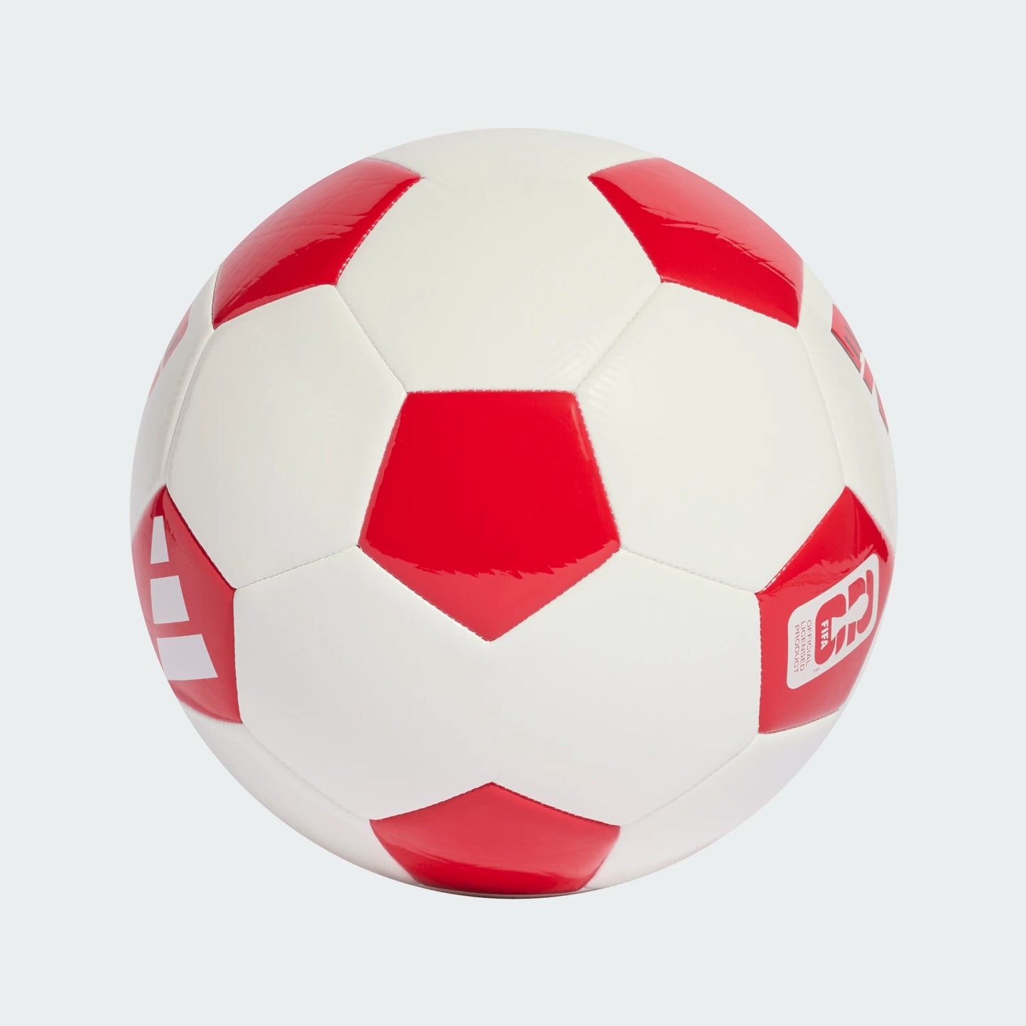 Ballon FIFA World Cup 26 Official England Club - Adidas blanc et rouge en cuir synthétique, vue de face.