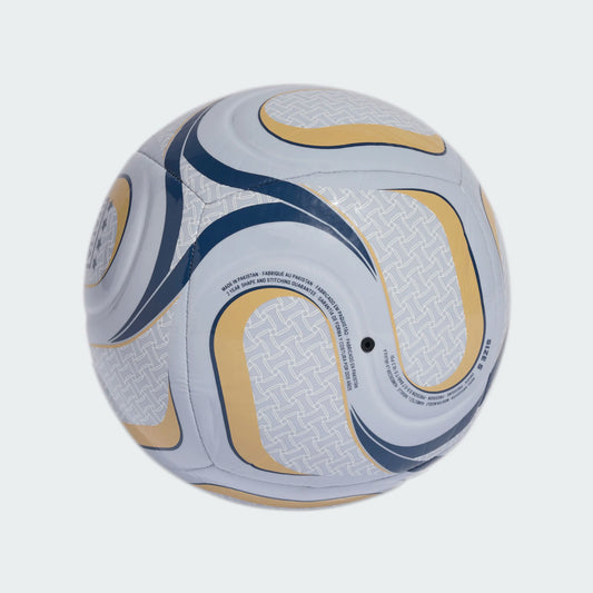Ballon Trionda Italy Away Club - Adidas blanc avec motifs bleu marine et jaune, vue de détail surface lisse en synthétique
