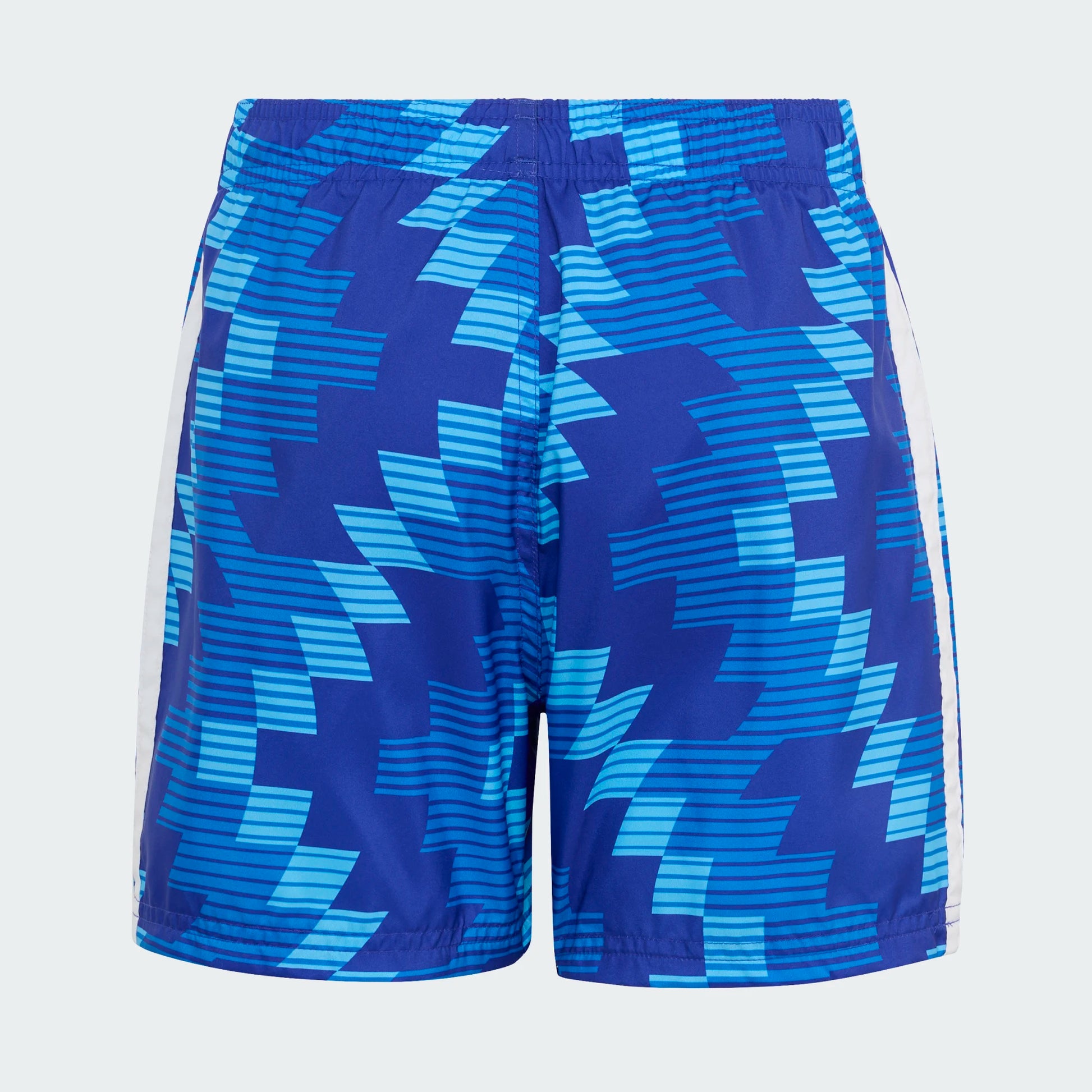 Maillot de bain Football-Inspired Graphic - Adidas, short bleu à motifs géométriques clairs, vue arrière, polyester, enfant garçon