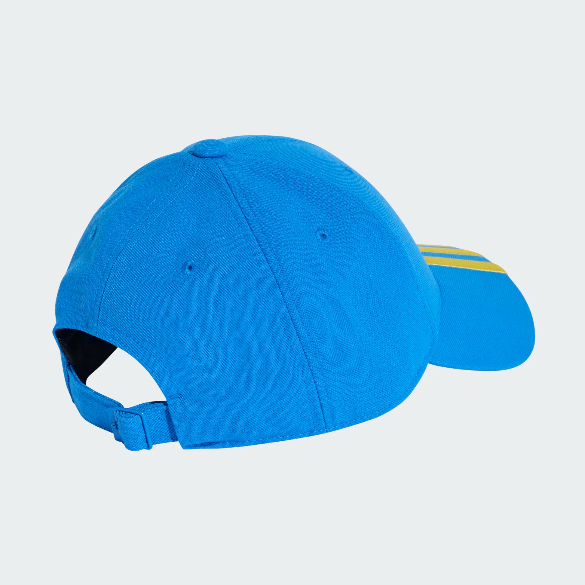 Casquette FCF Colombian - Adidas bleu vif avec trois bandes jaunes sur la visière, vue arrière ajustable en tissu