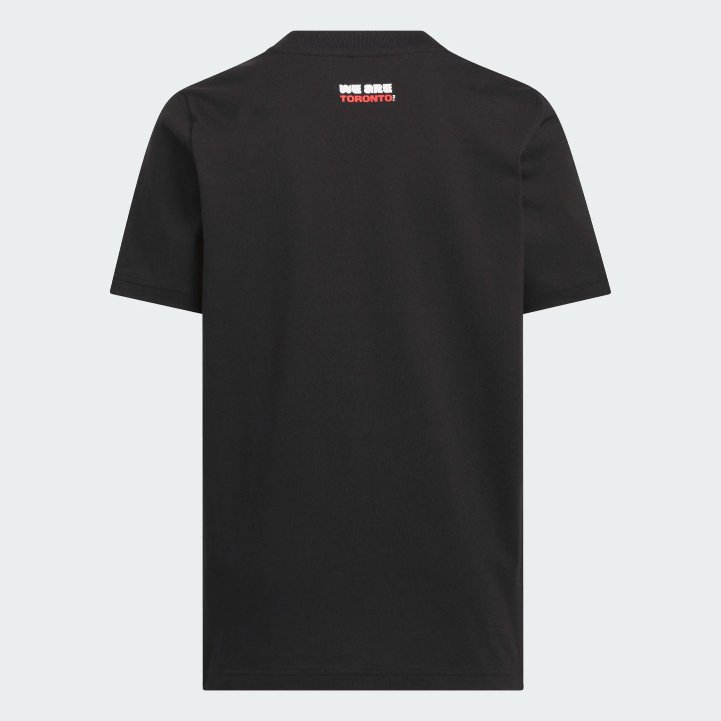 T-Shirt FIFA World Cup 26 Host City Toronto - Adidas noir en coton, vue de dos avec inscription blanche et rouge près du col.