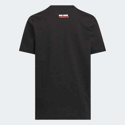 T-Shirt FIFA World Cup 26 Host City Toronto - Adidas noir en coton, vue de dos avec inscription blanche et rouge près du col.
