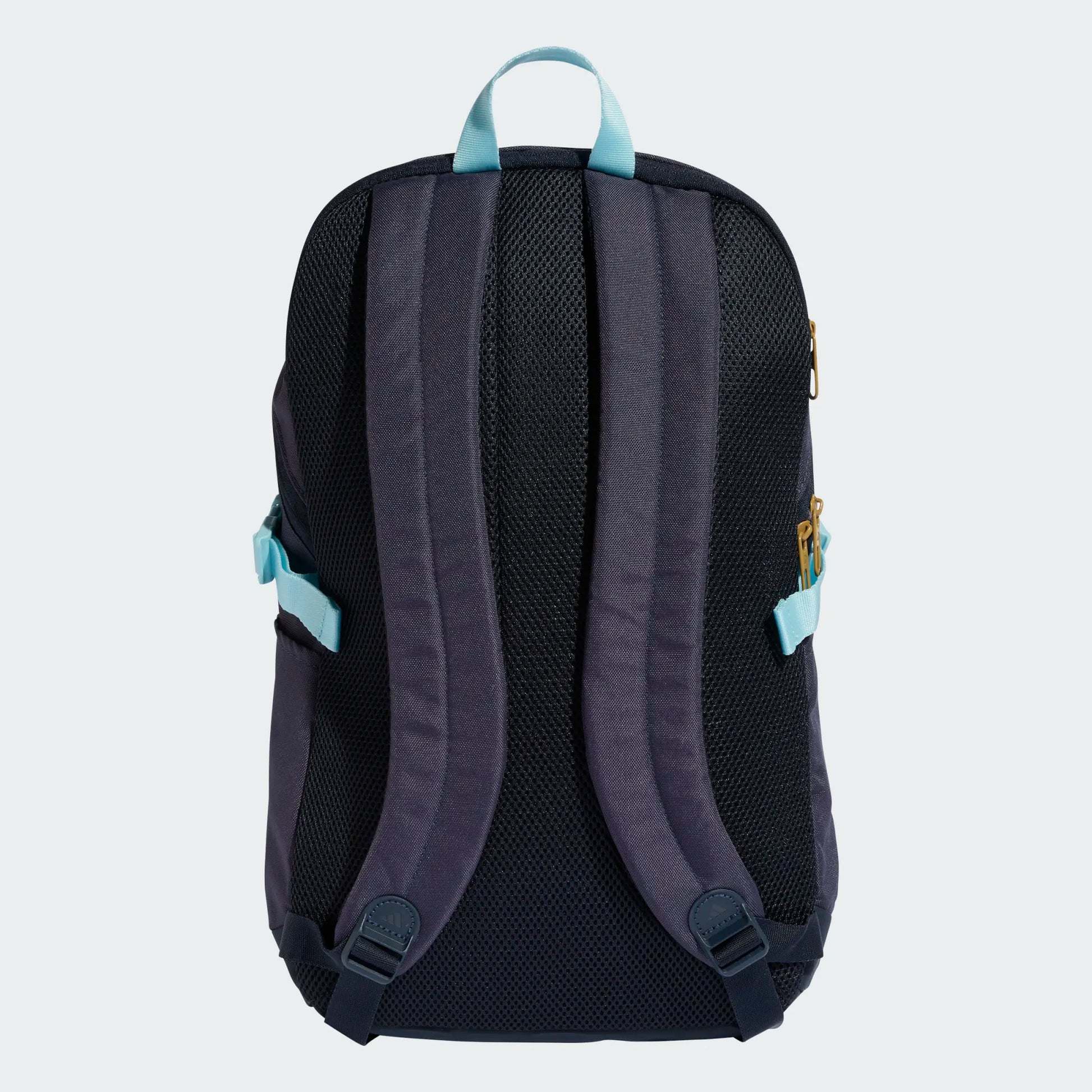 Sac à dos ADIDAS APWR - Adidas noir avec détails bleus clair, dos et bretelles rembourrées, vue de dos.
