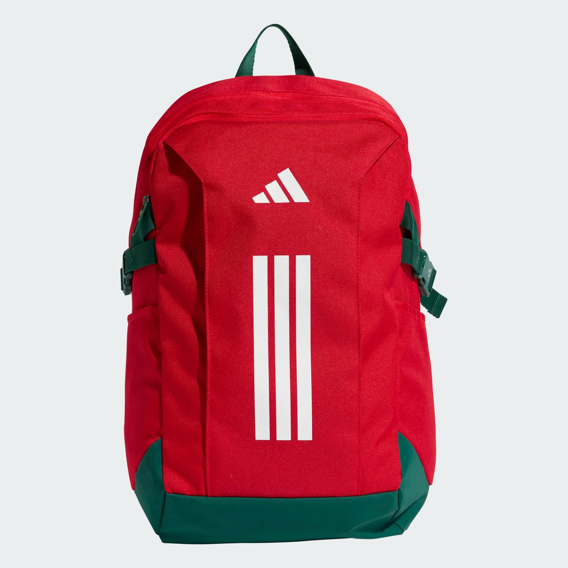 Sac à dos ADIDAS APWR - Adidas rouge et vert foncé en polyester, style sportif, vue de face.