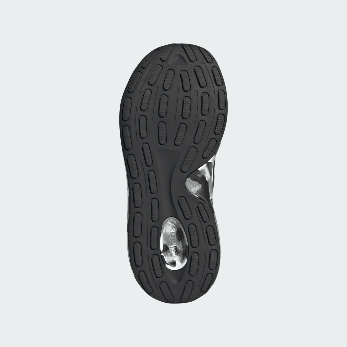 Semelle noire avec motifs antidérapants, détails argentés, vue de dessous des Espadrilles Lite Racer Adapt 8.0 K - Adidas.