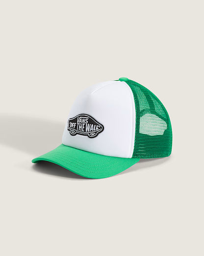 Casquette - Vans verte et blanche en maille filet, style trucker, vue de côté, pour enfant.