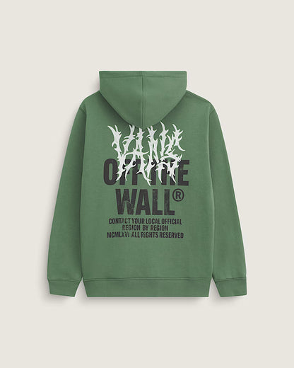 Veste - Vans kaki en coton 100%, imprimé texte blanc et noir dans le dos, pour garçon, vue de dos