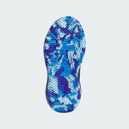 Semelle extérieure multicolore bleue et violette avec motifs texturés, vue détaillée de dessous des Espadrilles Ownthegame 3.0K - Adidas.