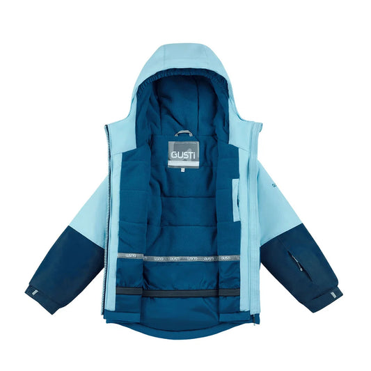 Habit de neige Lauren - Gusti bleu et bleu clair avec capuche et doublure matelassée pour enfant vue intérieure