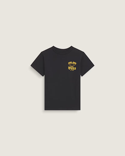 T-Shirt - Vans noir à manches courtes avec logo jaune sur la poitrine vue de face