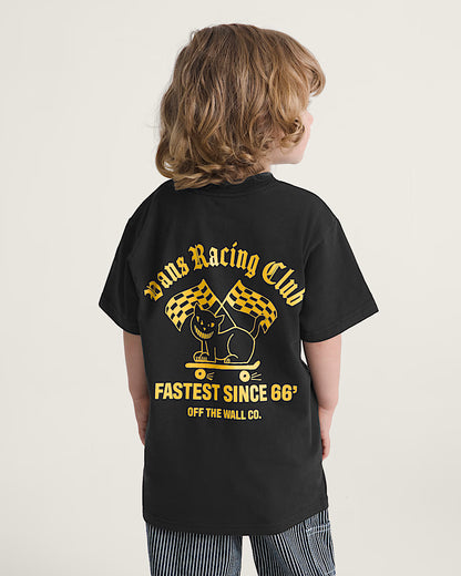 T-Shirt - Vans noir à manches courtes avec motif jaune au dos porté par un enfant vue de dos