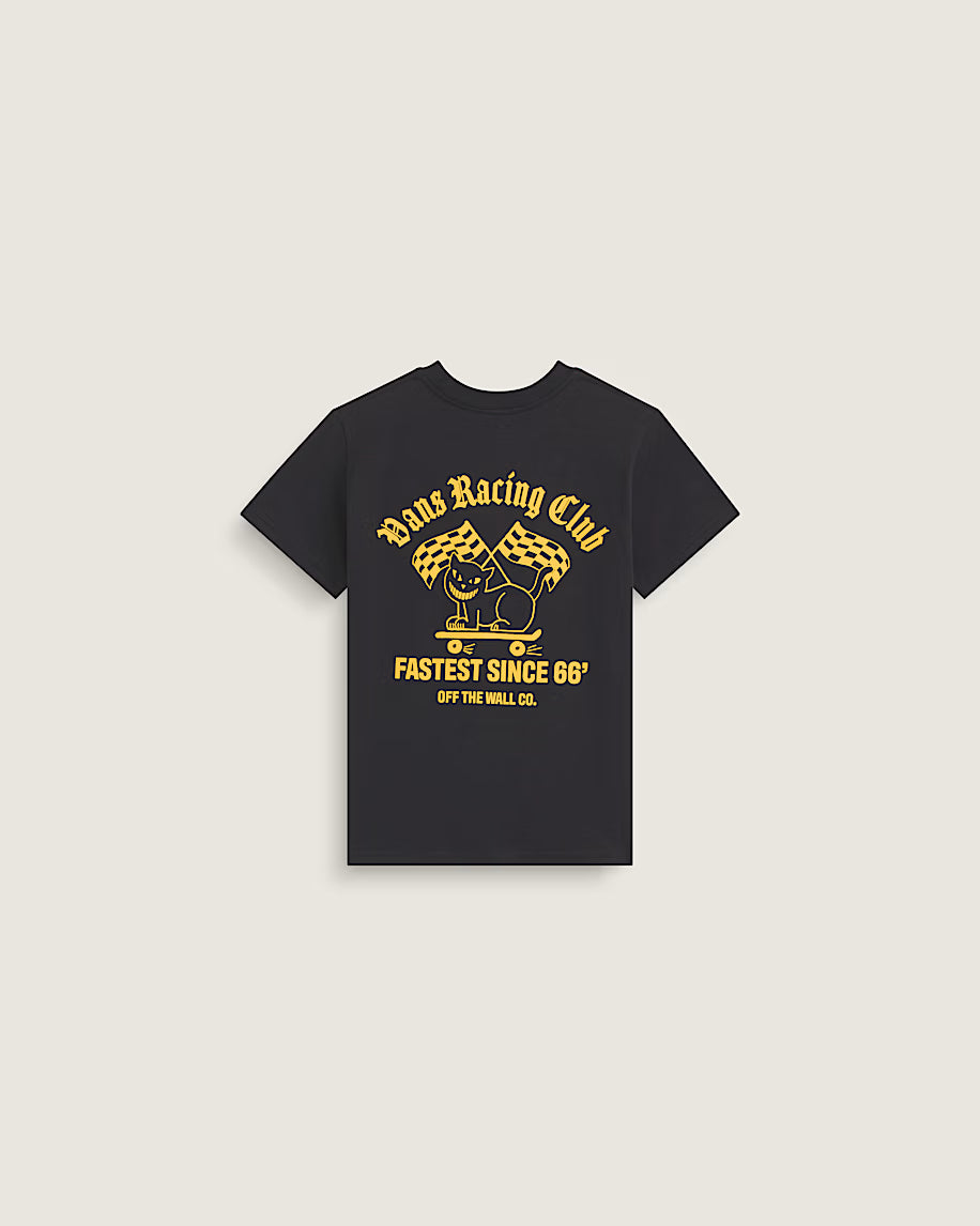 T-Shirt - Vans noir à manches courtes avec motif graphique jaune de course automobile vue de face